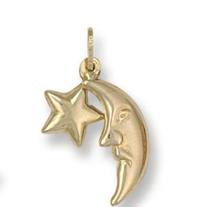 9ct Yellow Gold Star & Moon Pendant