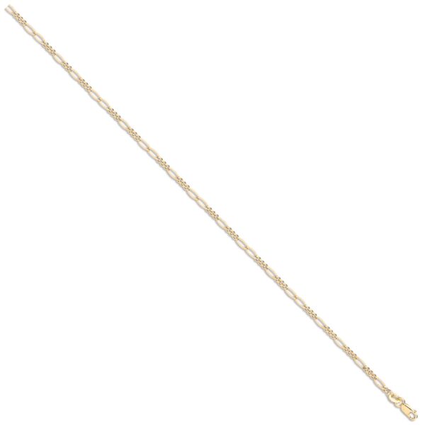 9ct Yellow Gold 2.2mm Hollow Figaro Chain