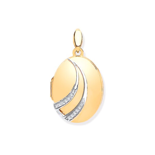 9ct Yellow Gold & Diamonds Oval Locket