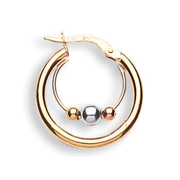 9ct Yellow, White & Rose Gold 20mm Fancy Hoop Earrings
