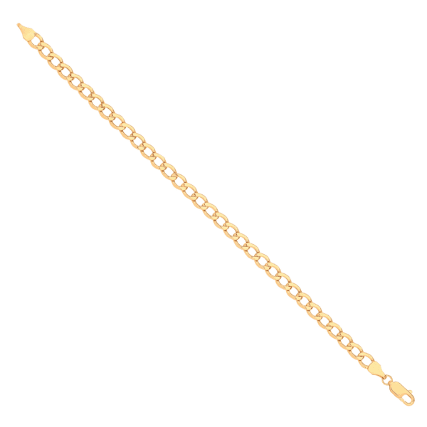 14ct Yellow Gold Hollow Bevelled Curb 5.0mm Chain / Bracelet