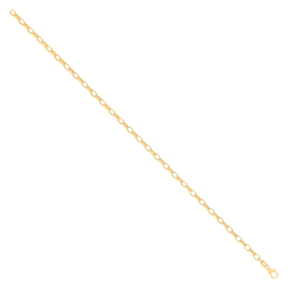 14ct Yellow Gold Hollow Oval Faceted Belcher 3.5mm Chain