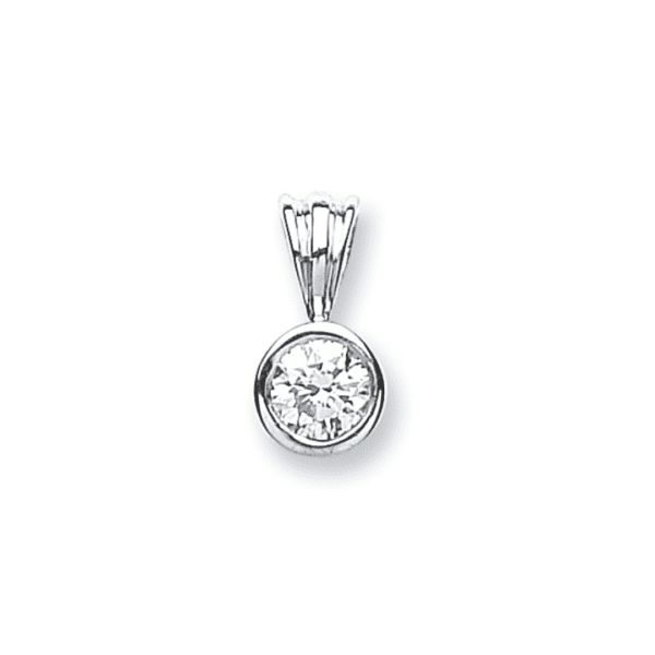 18ct White Gold 0.25ct Rubover Set Diamond Solitaire Pendant