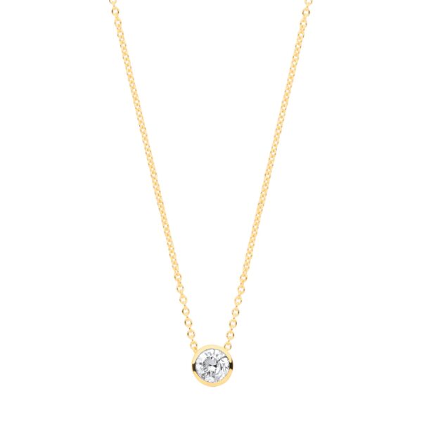 18ct Yellow gold 0.25ct Rubover Diamond Pendant 18inch/45cm chain