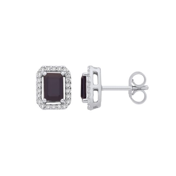18ct White Gold 0.20ct Diamonds & 1.30ct Sapphire Earrings