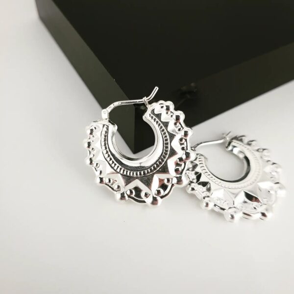 925 Sterling Silver Fancy Creoles
