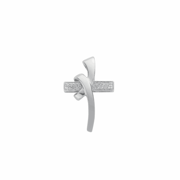 9ct White Gold 0.08ct Diamond Cross Pendant