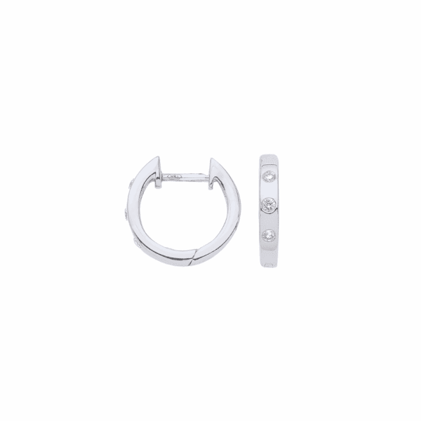 9ct White Gold 0.08ct Rubover Huggies