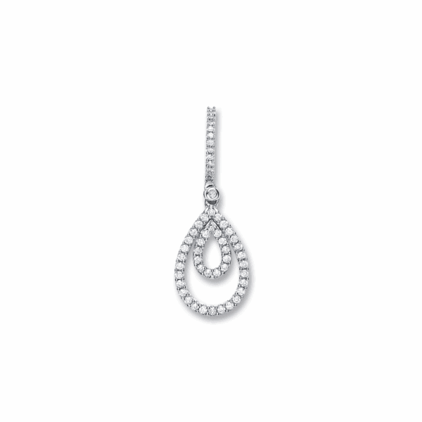 9ct White Gold 0.30ct Diamond Drop Pendant