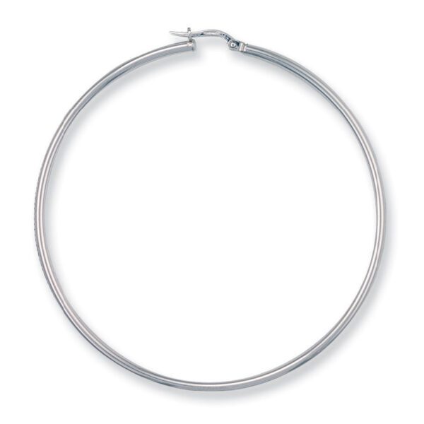 9ct White Gold 60mm Round Tube Hoop Earrings