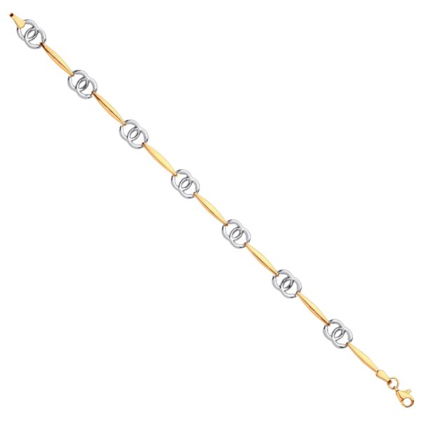 9ct White & Yellow Gold Interlocking Circles Ladies Bracelet