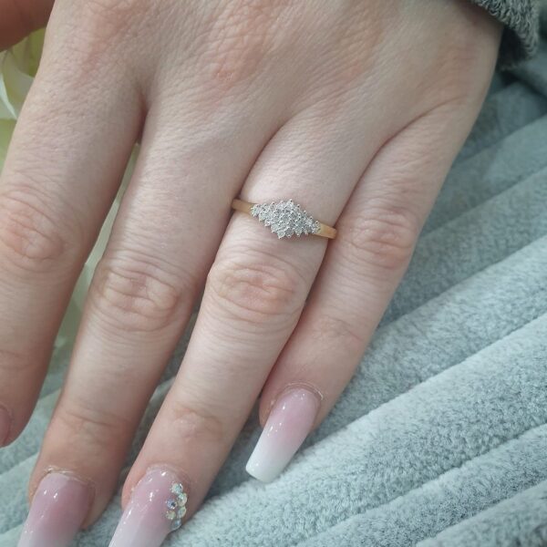 9ct Yellow Gold 0.16ct Diamond Cluster Ring