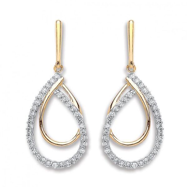 9ct Yellow Gold 0.20ct Diamond Drop Earrings