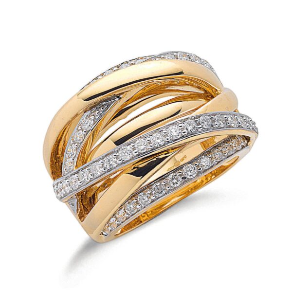 9ct Yellow Gold 1.00ct Diamond Crossover Ring