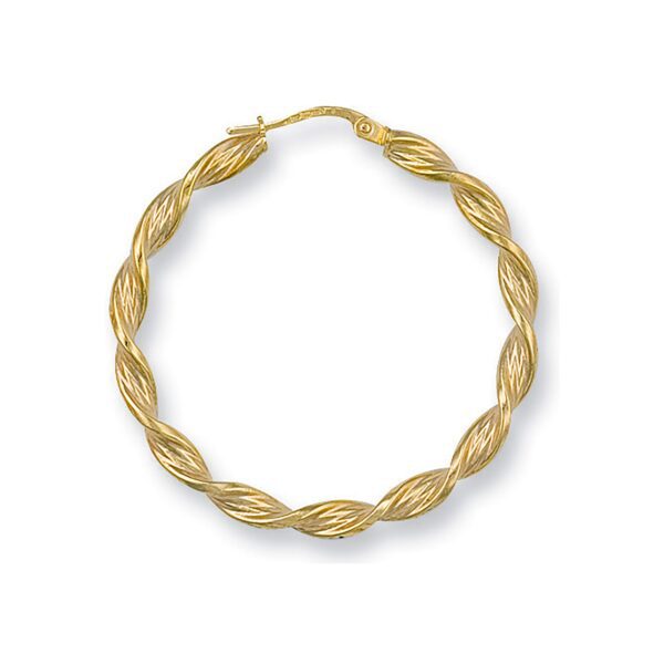 9ct Yellow Gold 37mm Twisted Hoop Earrings