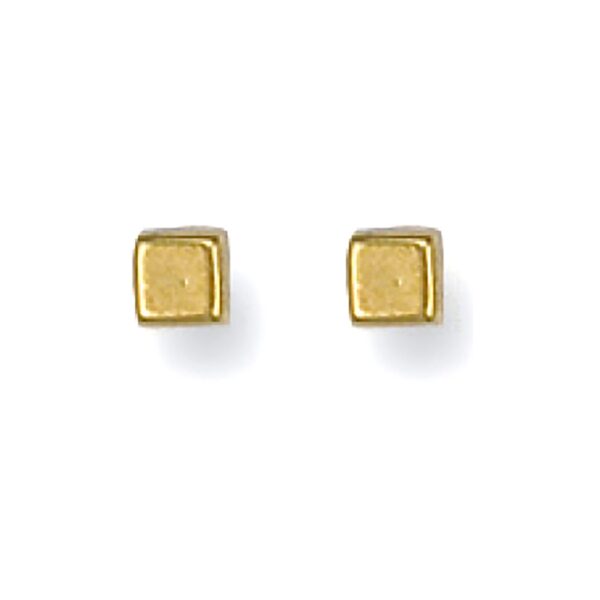 9ct Yellow Gold 3mm Square Cube Studs