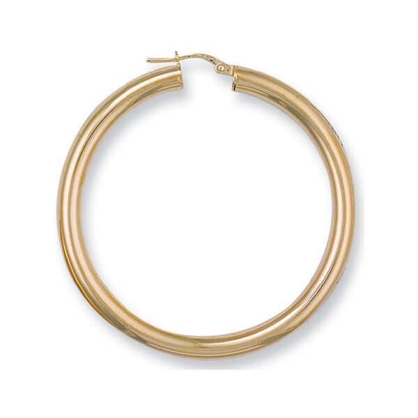9ct Yellow Gold 48mm Round Tube Hoop Earrings