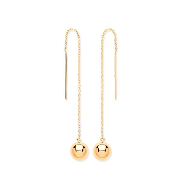 9ct Yellow Gold Ball Chain Threader Earrings