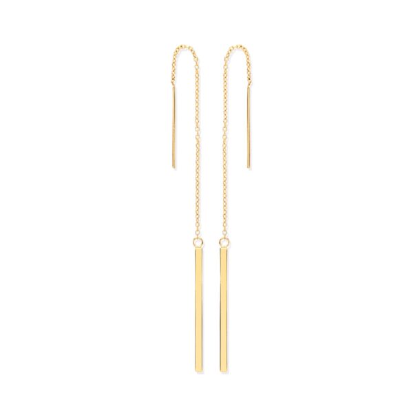 9ct Yellow Gold Chain Drop Threader Earrings