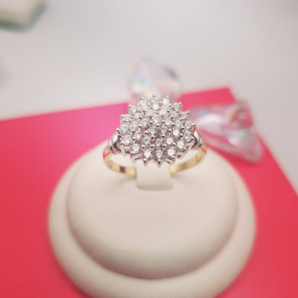 9ct Yellow Gold Cz Cluster Ring