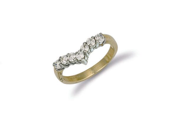 9ct Yellow Gold Cz Wishbone Ring