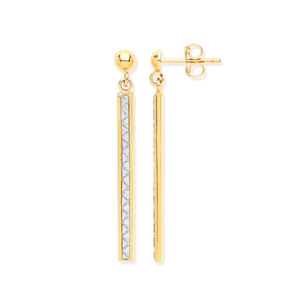 9ct Yellow Gold Drop Moondust Earrings