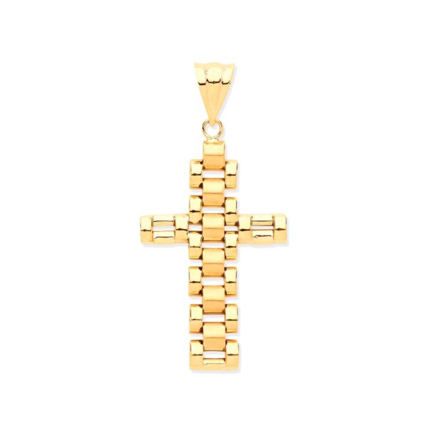 9ct Yellow Gold Fancy Link Cross