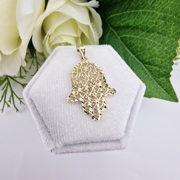 9ct Yellow Gold Filigree Hamsa Pendant