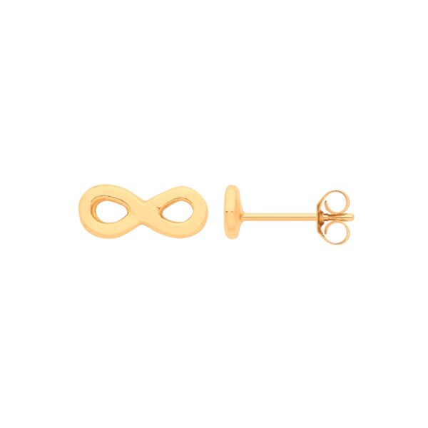 9ct Yellow Gold Infinity Studs