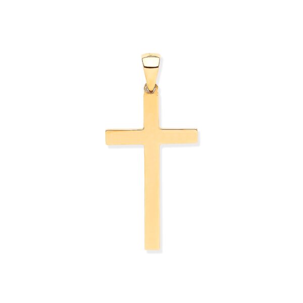 9ct Yellow Gold Solid Plain Cross