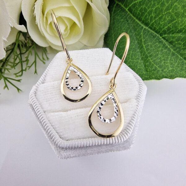 9ct Yellow Gold Teardrop Shaped Hook Earrings