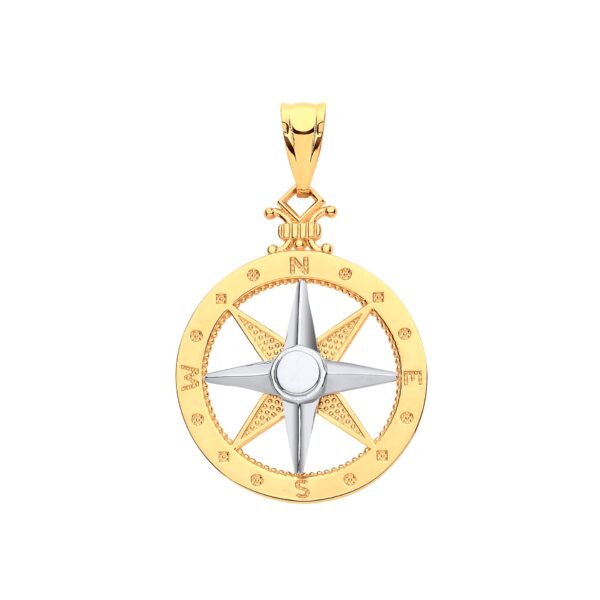 9ct Yellow, White Gold Compass Pendant
