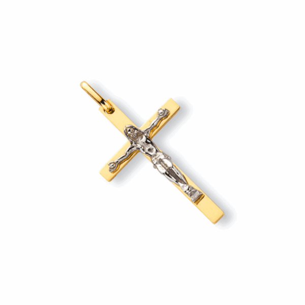 9ct Yellow & White Gold Crucifix