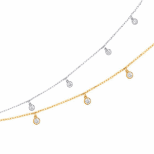 9ct Yellow & White Gold Cubic Zirconia's by the Yard Bracelet & Necklace