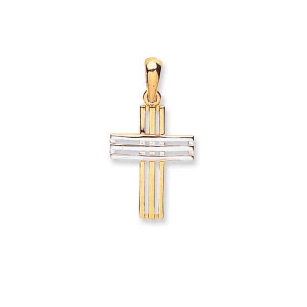 9ct Yellow & White Gold Fancy Cross