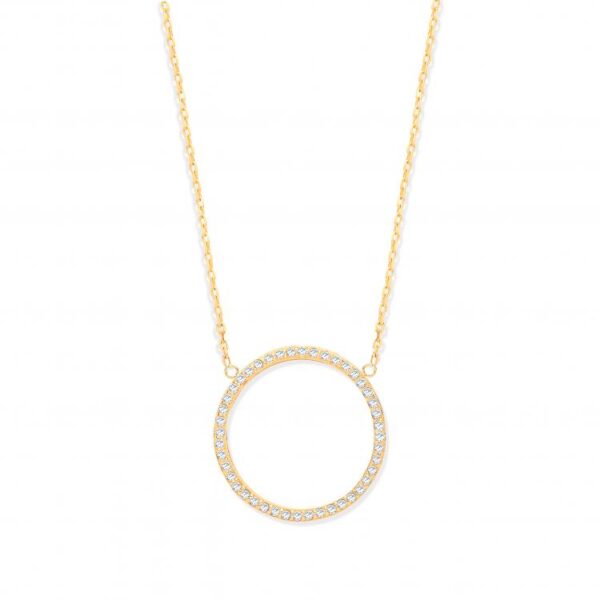 9ct YG Circle of Life Cubic Zirconia Pendant 17" Chain
