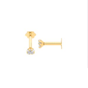 9ct Yellow Gold Princess Cut Cubic Zirconia Ear Cartilage Single Stud