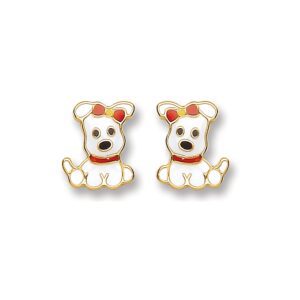 9ct Gold Enamelled Puppy Studs