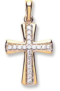 9ct Yellow Gold Cubic Zirconia Cross