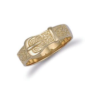 9ct Yellow Gold Patterned Buckle Ring