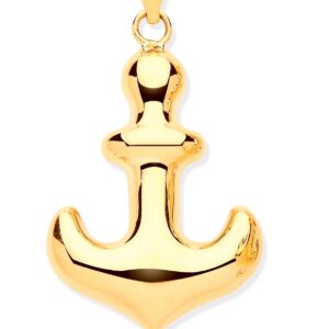9ct Yellow Gold Hollow Anchor Pendant
