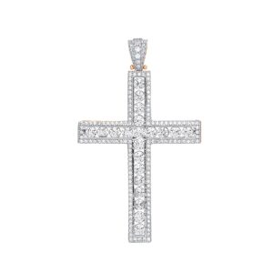 9ct Yellow & White Gold Round Cubic Zirconia Cross