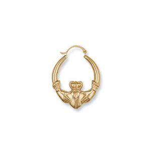 9ct Yellow Gold 33mm Claddagh Creoles