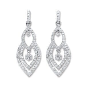 18ct White Gold 0.75ct Diamond Drop Earrings