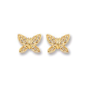 9ct Gold Butterfly Stud Earrings