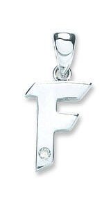 9ct White Gold 0.01ct Diamond F Initial