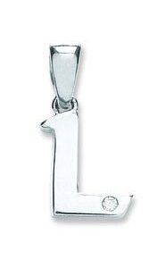 9ct White Gold 0.01ct Diamond L Initial