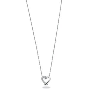 9ct White Gold 0.05ct Diamond Heart Pendant With 18in/45cm Chain