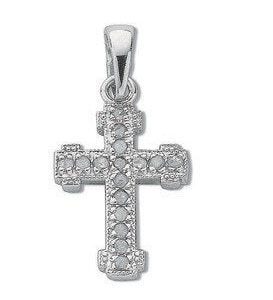 9ct White Gold 0.06ct Diamond Cross