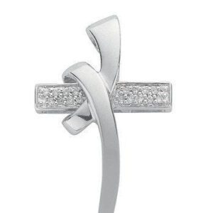 9ct White Gold 0.08ct Diamond Cross